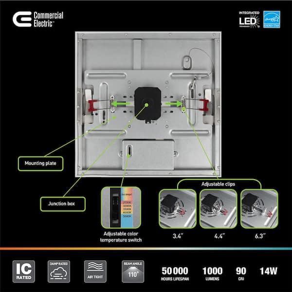 Flexinstall Panel 12 in. x 12 in. White Integrated LED Flat Panel Light with 5CCT Plus DuoBright