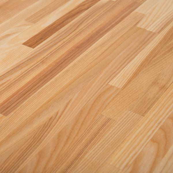 4 ft. L x 25 in. D Unfinished Ash Solid Wood Butcher Block Countertop With Eased Edge