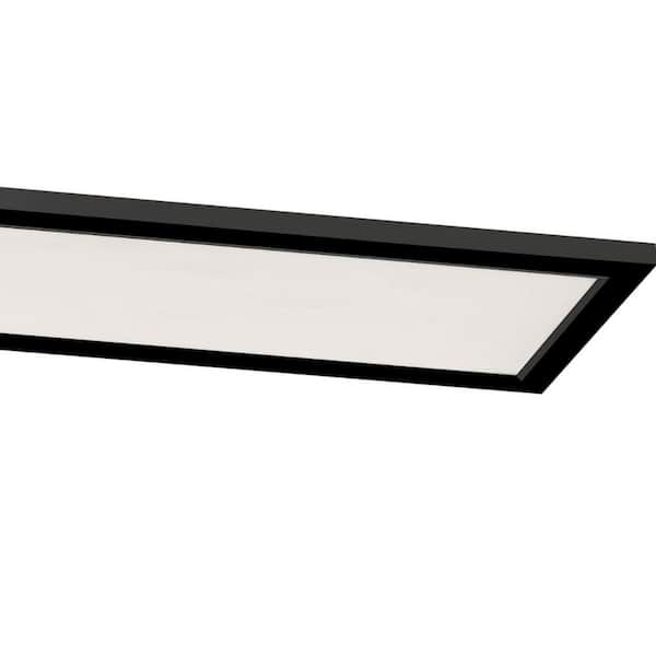 Lugano 12 in. 1-Light Black LED Flush Mount with White Acrylic Shade