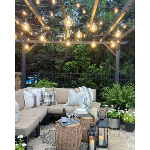 24 Light 48 ft. Outdoor Plug-in LED Large Globe Edison Bulb String Light