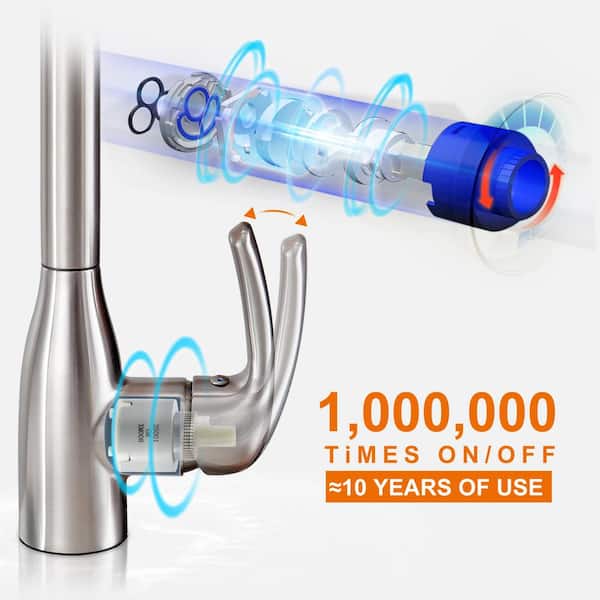 Single Handle Pull Down Sprayer Kitchen Faucet with Deckplate Included in Brushed Nickel