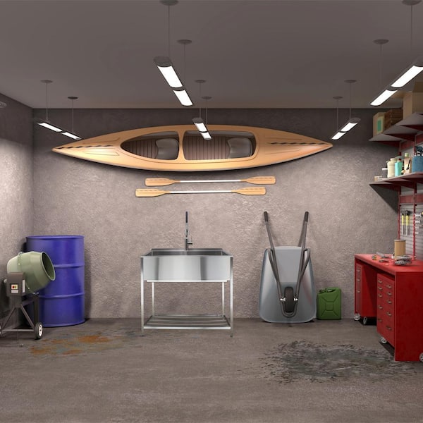 36 in. x 22 in. x 34 in. Stainless Steel Apron-Front Freestanding Utility/Laundry Sink with Wash Stand in Brushed Satin