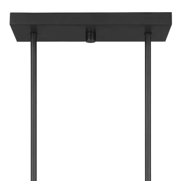 Regan 4-Light Espresso Industrial Linear Chandelier with Glass Shades, Industrial Linear Kitchen Pendant Light