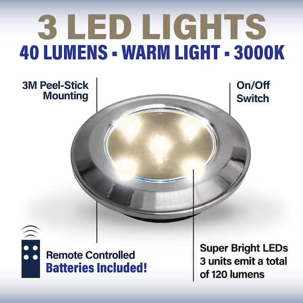 Premier Chrome Warm Integrated LED Under Cabinet Light with Remote (3-Pack)