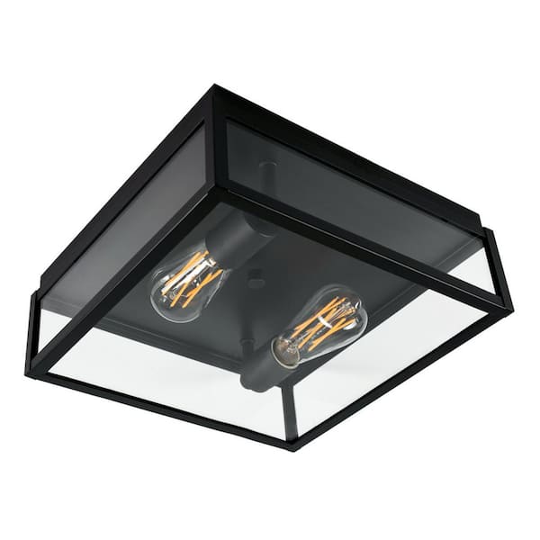 Capture 2-Light Matte Black Outdoor Flush Mount Light