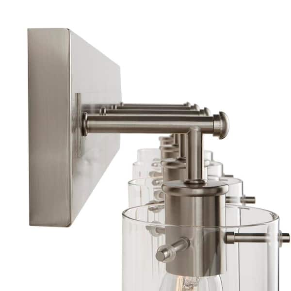Regan 29.13 in. 4-Light Brushed Nickel Bathroom Vanity Light with Clear Glass Shades