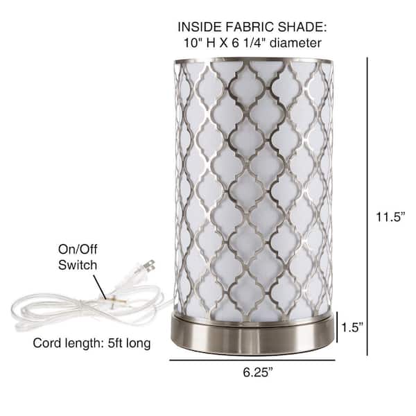 11.5 in. Steel Uplight Lamp with Quatrefoil Pattern Fabric Shade