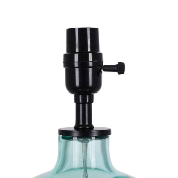 Windmere 21.5 in. Seagrass Green Glass Table Lamp with White Shade