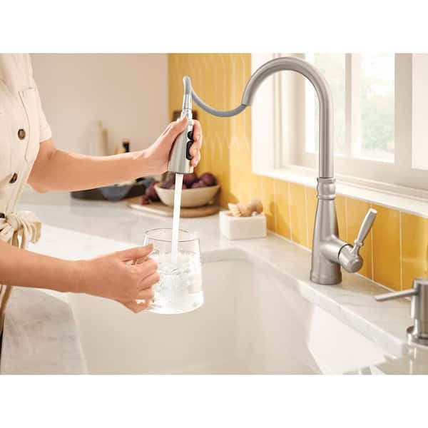 Boman Single Handle Pull-Down Sprayer Kitchen Faucet with Reflex and PowerBoost in Spot Resist Stainless