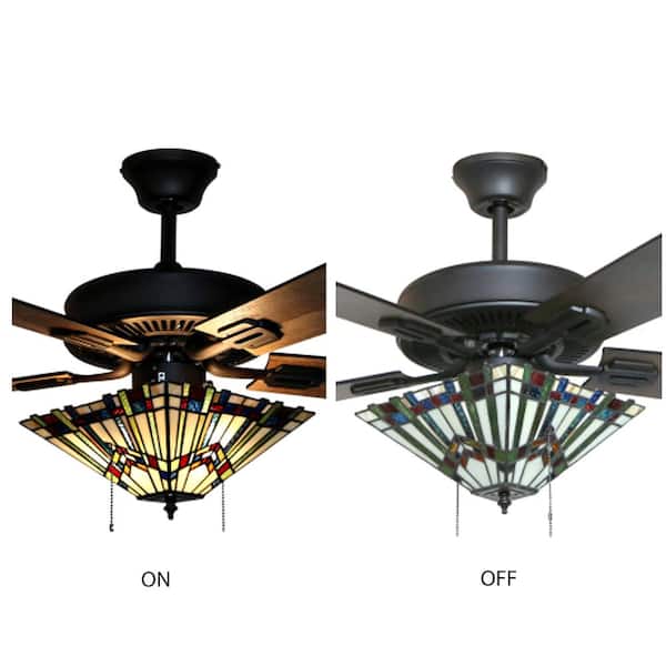 Michelangelo Mission 52 in. Stained Glass LED Ceiling Fan With Light