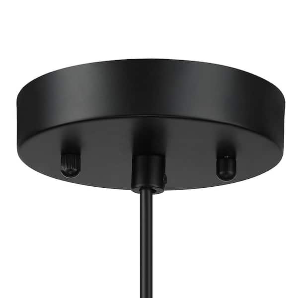 Bungalo 13.8 in. 1-Light Black/Wheat Bohemian Island Pendant with Natural Rattan Shade