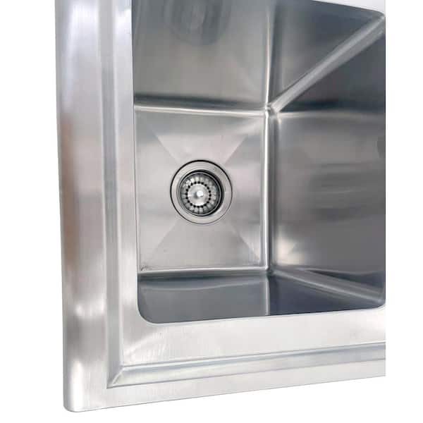 All-in-One 18 in. Stainless Steel Wall Mount Commercial Utility Kitchen Sink with Faucet