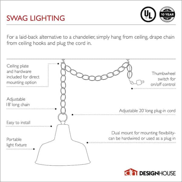 Mason 1-Light Swag Pendant Light in Oil Rubbed Bronze