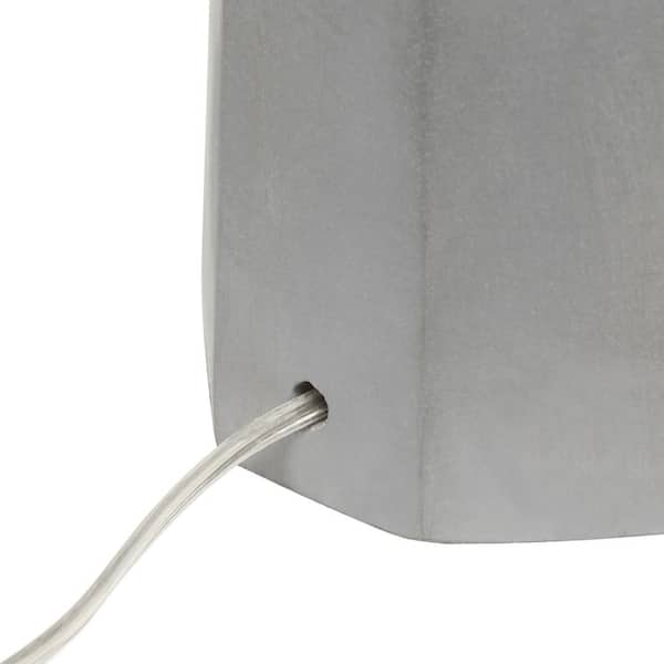 30.5 in. White Concrete Pillar Table Lamp with White Fabric Shade