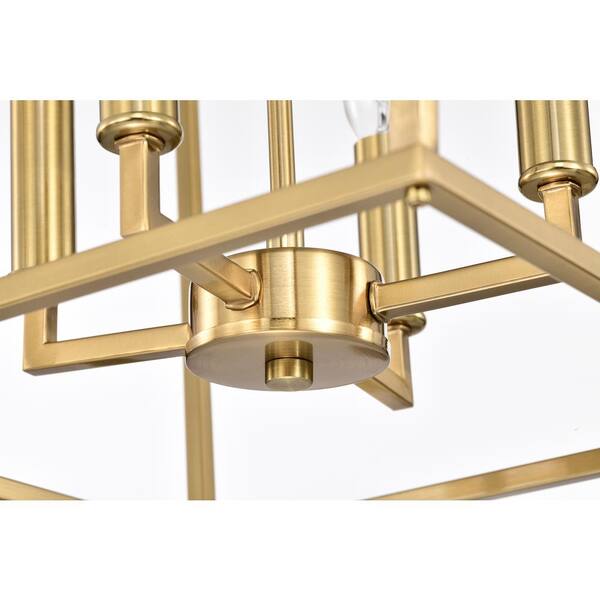 Renzo 4-Light 16 in. Gold Caged Lantern Modern Pendant