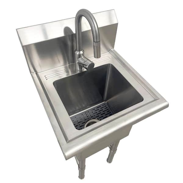 All-in-One 18 in. Stainless Steel Wall Mount Commercial Utility Kitchen Sink with Faucet
