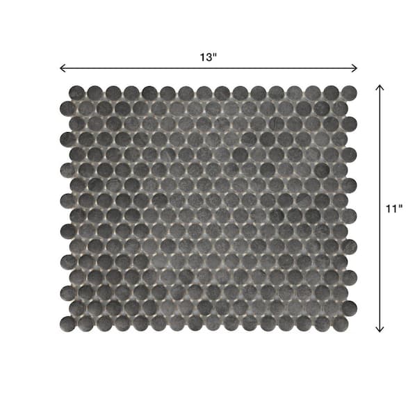 Cascade Ridge Slate 11 in. x 13 in. Glazed Ceramic Penny Round Mosaic Tile (10.6 sq. ft./Case)