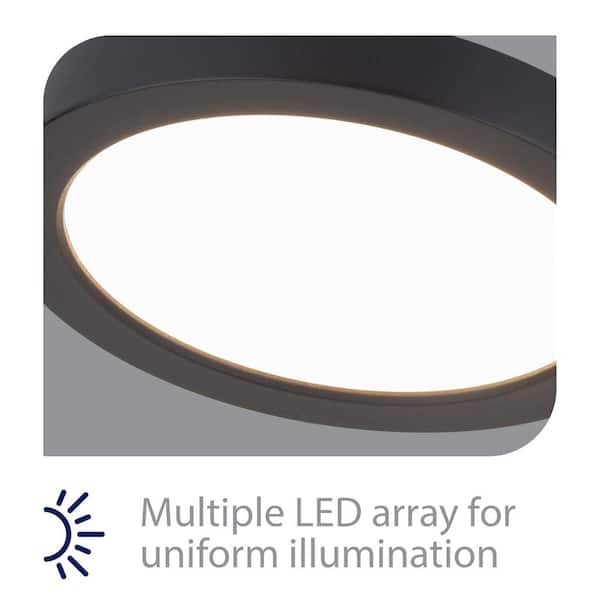 Round 5 in. 1-Light Black LED Flush Mount in 3000K