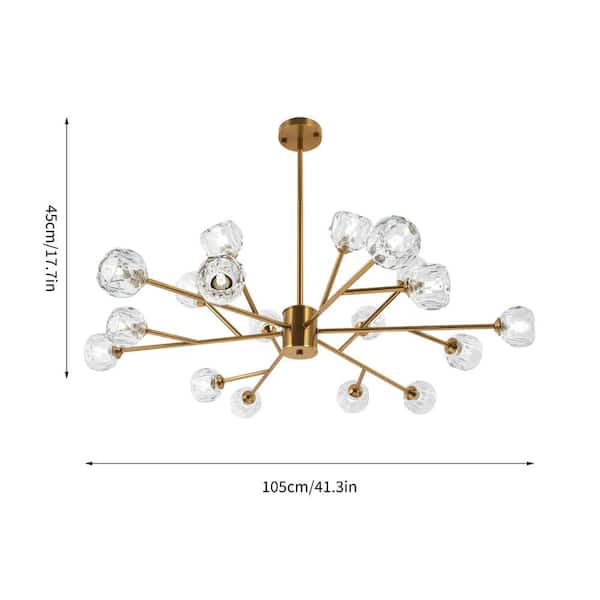 Modern 42 in. 18-Light Gold Crystal Sputnik G9 Chandelier