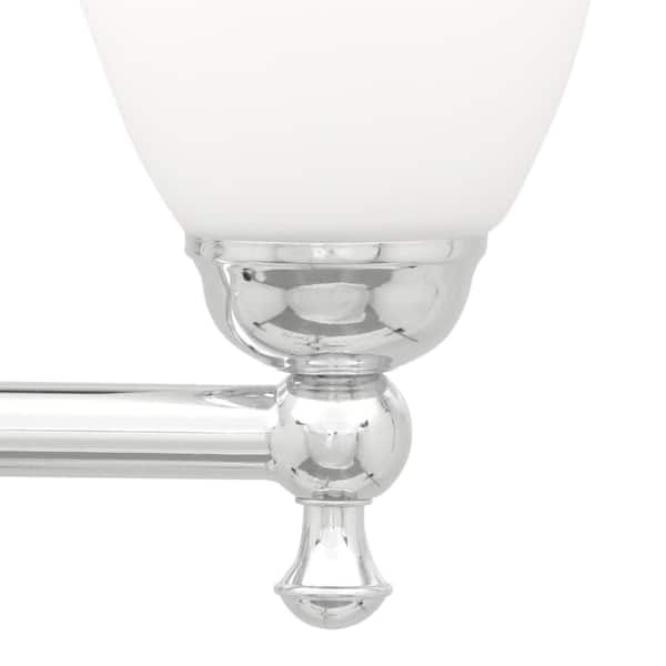 Solomone 22 in. 3-Light Polished Chrome Bathroom Vanity Light Fixture with Opal Glass Shades