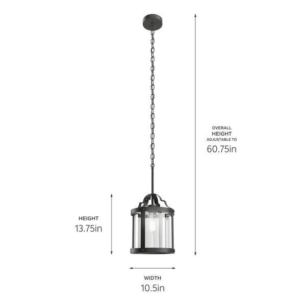 Farona 10.5 in. 1-Light Black Farmhouse Shaded Kitchen Pendant Hanging Light with Clear Glass