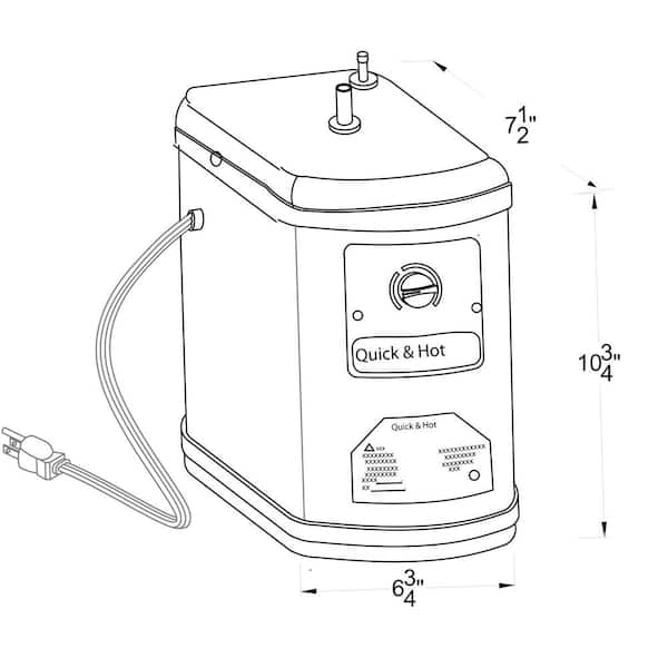 QHT-1FPV Quick & Hot Instant Water Heating Tank with Shok Blok Protection Valve for Dispenser Faucets