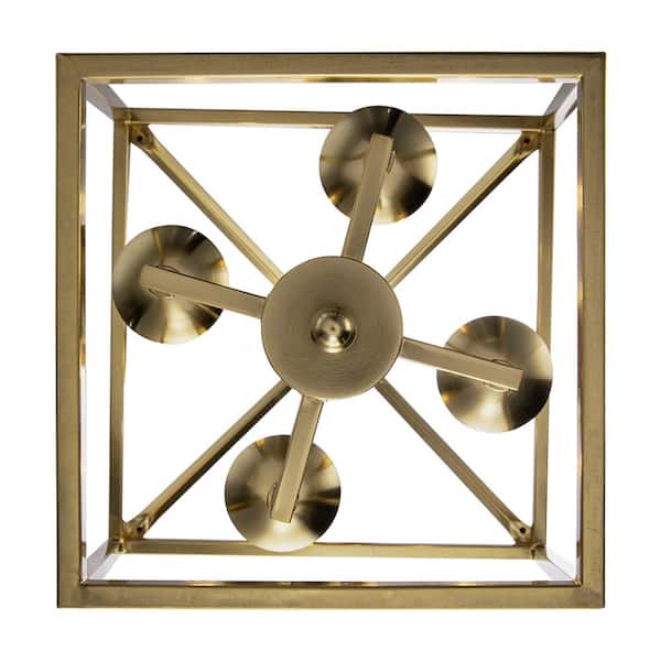 Weyburn 4-Light Gold Farmhouse Chandelier Light Fixture with Caged Metal Shade