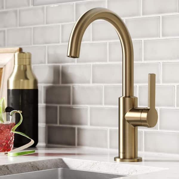 Oletto Single-Handle Kitchen Bar Faucet in Spot Free Antique Champagne Bronze