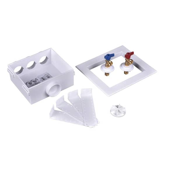 Quadtro 2 in. Copper Sweat Connection Washing Machine Outlet Box with 1/4 Turn Brass Screw-On Ball Valves