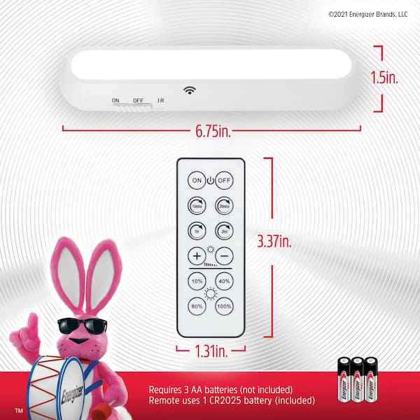 Battery Operated Mini LED Under Cabinet Lights with Remote (2-Pack)