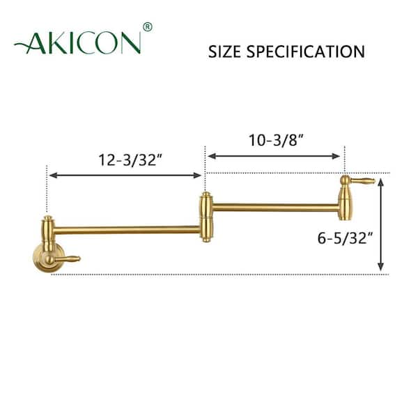 Wall-Mounted Pot Filler Faucet in Brushed Gold