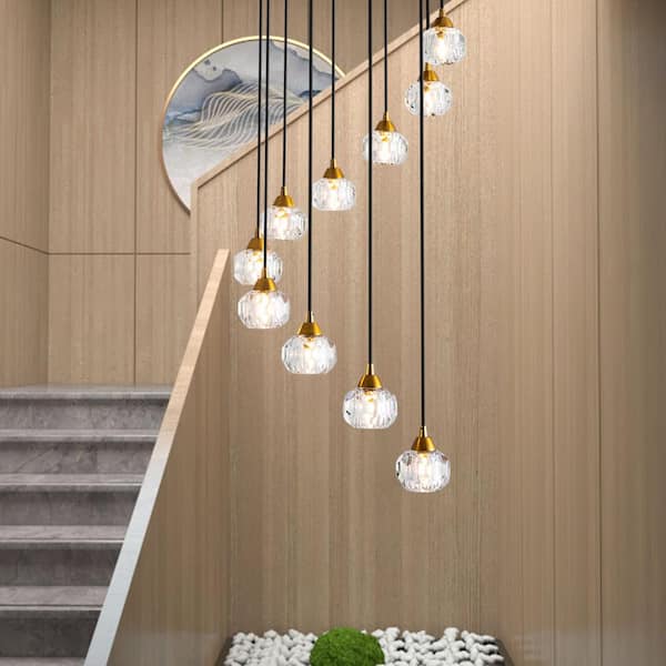 10-Light Gold Albany Unique Tiered Chandelier with Crystal Accents