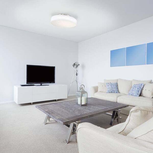 Manhattan 20 in. 1-Light Brushed Nickel LED Semi-Flush Mount