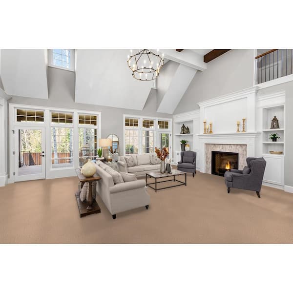 Added Value  - Influence - Beige 24 oz. SD Polyester Texture Installed Carpet