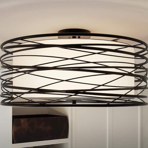 Spiral 3-Light Mystic Black Semi-Flush Mount