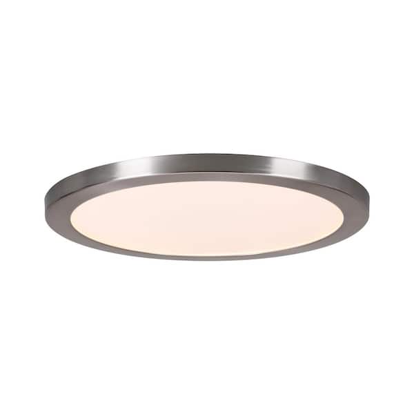 15 in. Brushed Nickel New Ultra-Low Profile Integrated LED Flush Mount 5CCT (2-Pack)