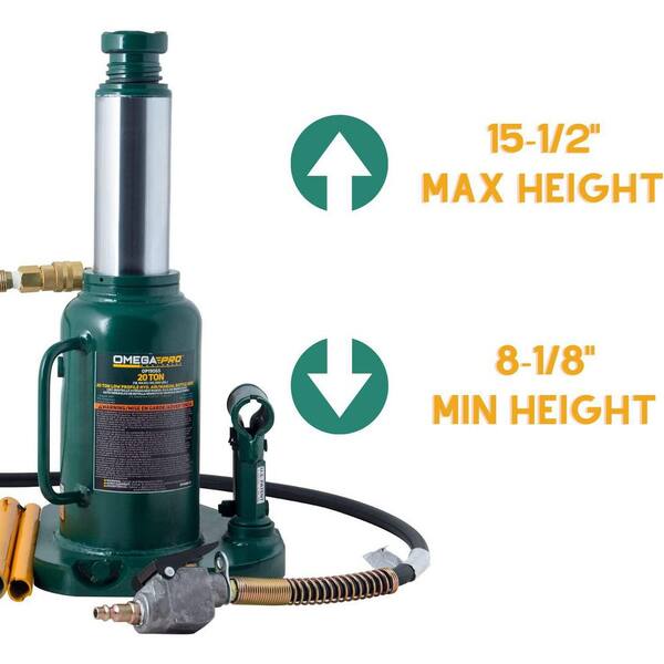 20-Ton Air Hydraulic Bottle Jack with Manual Hand Pump