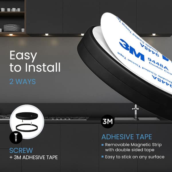 6 Pack Black Smart Dimmable LED Puck Lights Compatible with Alexa, Google - Warm White (3000K)