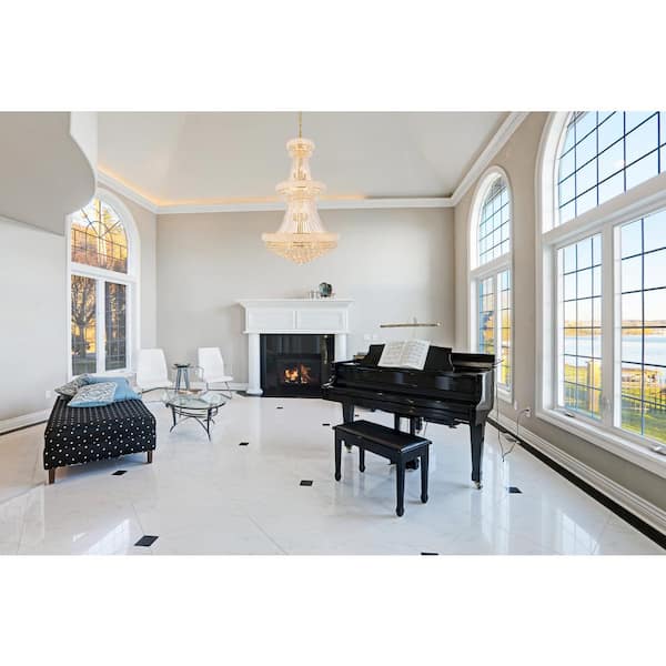 Timeless Home 30 in. L x 30 in. W x 50 in. H 32-Light Gold Transitional Chandelier with Clear Crystal