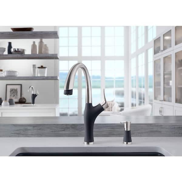 Artona Deck-Mounted Soap and Lotion Dispenser in Anthracite and Stainless