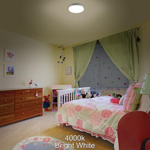 7 in. White Round Closet Light LED Flush Mount Ceiling Light 810 Lumens 4000K Bright White Bathroom Light Laundry Room