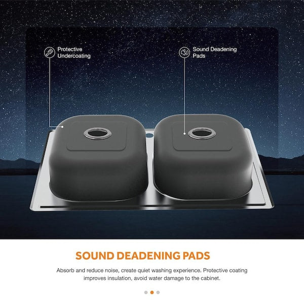 33 in. Drop-in Double Bowl 20 Gauge Stainless Steel Kitchen Sink