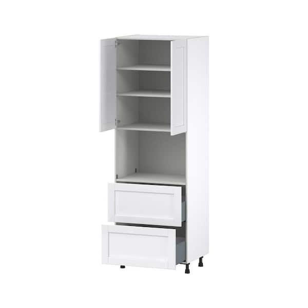 Mancos Glacier White Shaker Assembled Pantry Microwave Kitchen Cabinet with 2-Drawers (30 in. W x 89.5 in. H x 24 in. D)