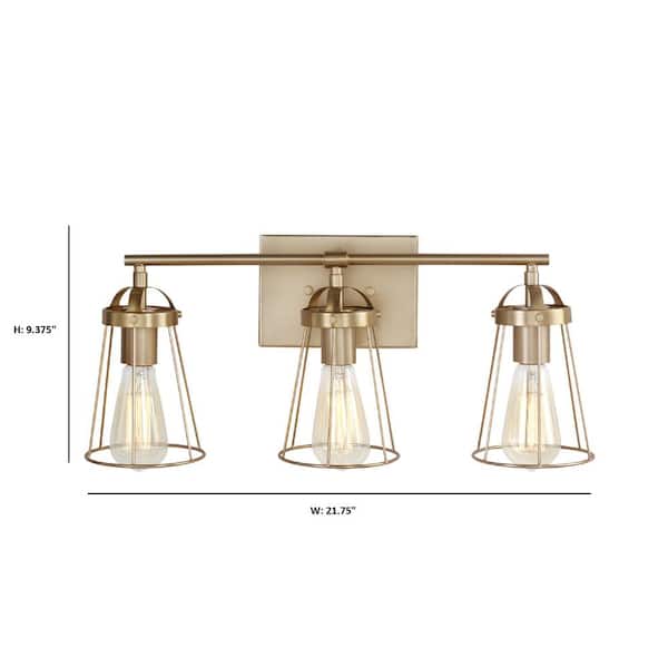 Dames 3-Light Satin Brass Bathroom Vanity Light