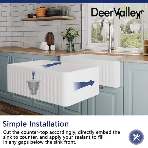 Harvest White Ceramic 30 in. L x 18 in. W Rectangular Single Bowl Farmhouse Apron Kitchen Sink with Grid and Strainer