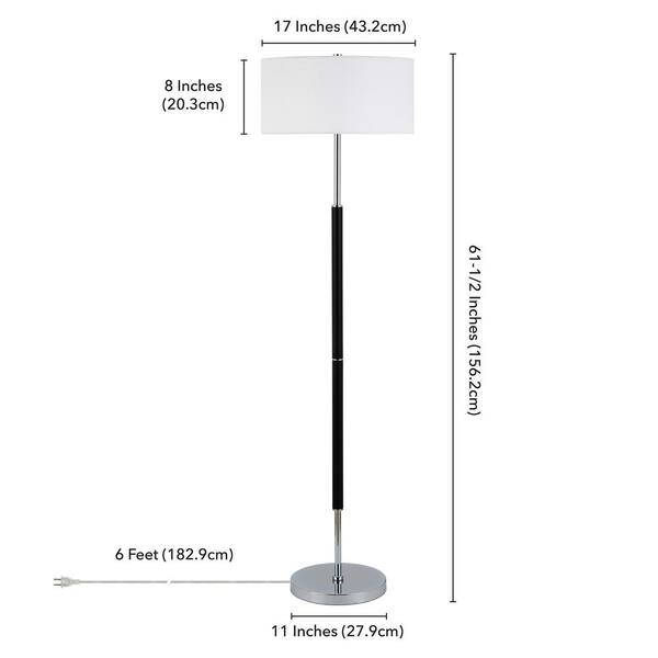 Simone 61.5 in. Matte Black and Polished Nickel Floor Lamp