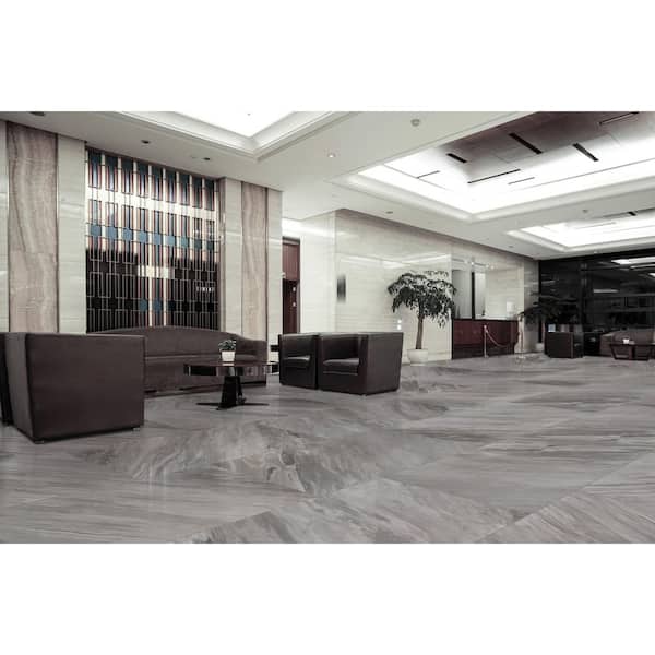 Ader Botticino 24 in. x 48 in. Polished Porcelain Stone Look Floor and Wall Tile (16 sq. ft./Case)
