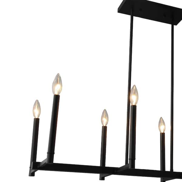 8-Light Matte Black Candlestick Chandelier