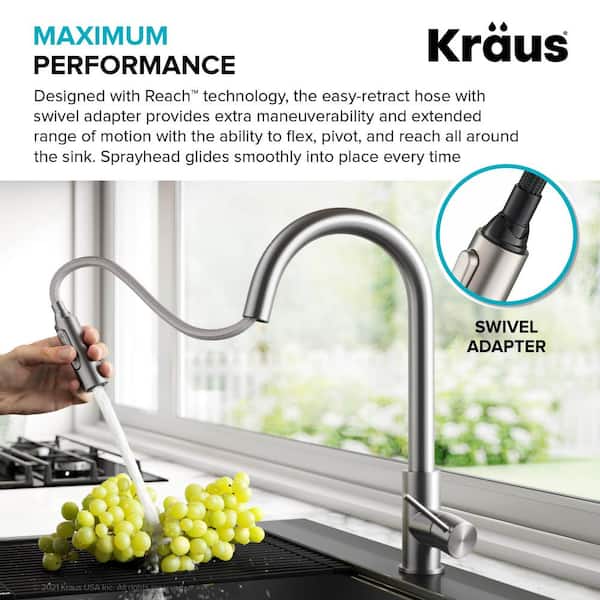 Oletto Single Handle Pull Down Sprayer Kitchen Faucet in Spot Free Stainless Steel