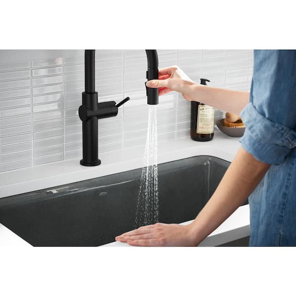 Crue Single-Handle Pull-Down Sprayer Kitchen Faucet in Matte Black